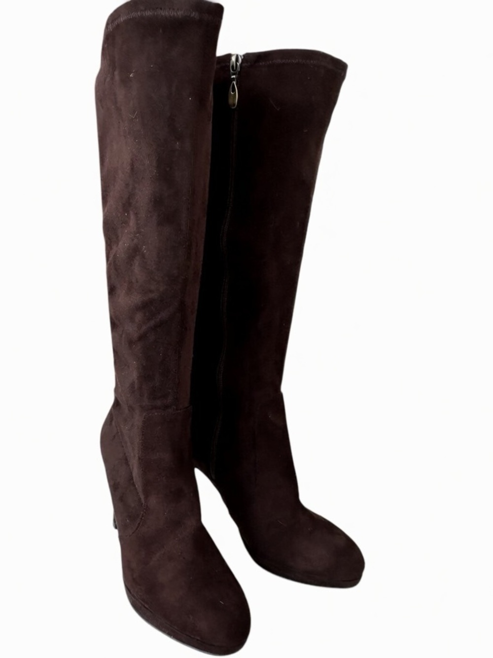 TAHARI Tall Suede Knee-High Boots - Dark Brown SIZE 9
